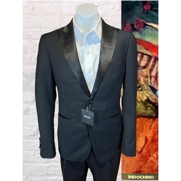 New Indochino 38R Black Tuxedo Formal Coat Suit Jacket Only - Picture 6 of 13